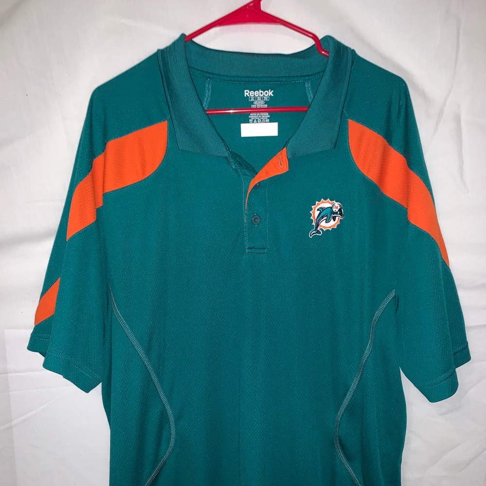 Reebok Miami Dolphins Aqua 1/4 button up polo XXL